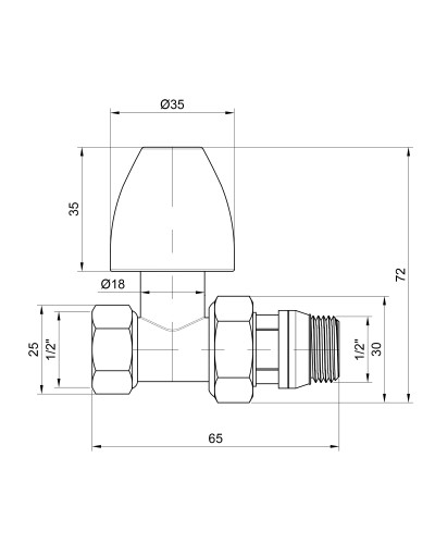 Кран радіаторний SD Plus 1/2" ВЗ з антипротіканням прямий SD226W15