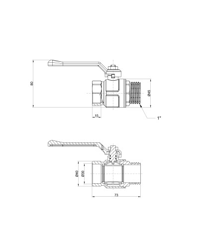 Кран кульовий Icma 1" прямий №352