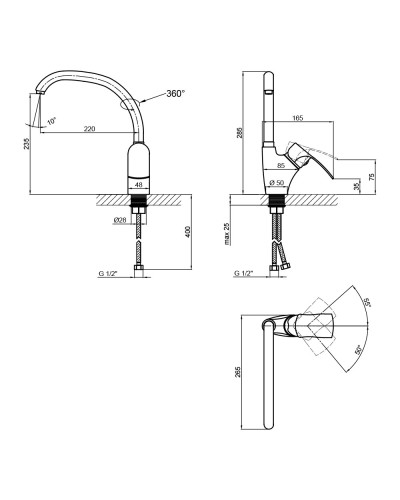 Змішувач для кухні Lidz Anny 007F (k40) LDANN007FCRM35122 Chrome