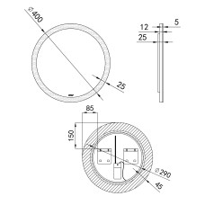 Дзеркало Qtap Virgo R400 з LED-підсвічуванням кнопковий перемикач, QT1878250640W