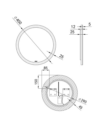 Дзеркало Qtap Virgo R400 з LED-підсвічуванням кнопковий перемикач, QT1878250640W