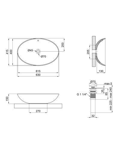 Раковина-чаша Qtap Dove 625х415х150 White з донним клапаном QT06113077W