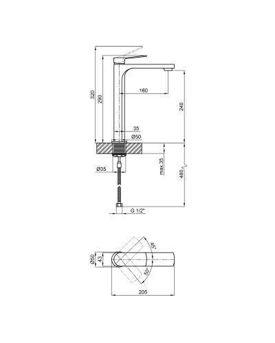 Змішувач для раковини Qtap Slavonice високий QTSLA1042H103B Black Matt