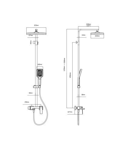 Душова система Qtap Gemini 51103KNC