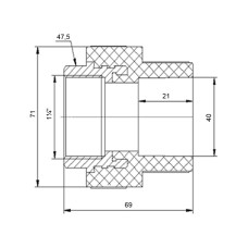 Муфта PPR Blue Ocean 40х1" 1/4 ВР