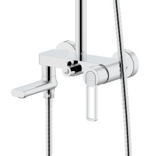 Душова система з верхнім тропічним душем універсальна Qtap Taurus на три споживача (з виливом) QTTAU111CRM45665 Chrome