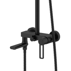 Душова система з верхнім тропічним душем універсальна Qtap Taurus на три споживача (з виливом) QTTAU111BLM45666 Black Matt