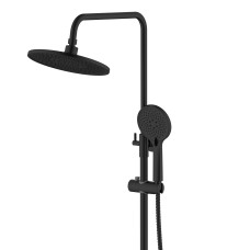 Душова система з верхнім тропічним душем універсальна Qtap Taurus на три споживача (з виливом) QTTAU111BLM45666 Black Matt
