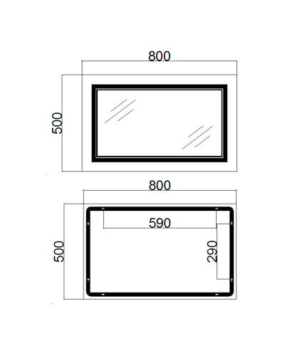 Дзеркало Qtap Cardinal 500х800 з LED-підсвічуванням Touch, з антизапотіванням, з димером, рег. темп. кольору (3000-6500K) Reverse QT0478C5080