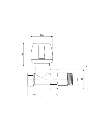 Кран радіаторний Icma 1/2" прямий №813