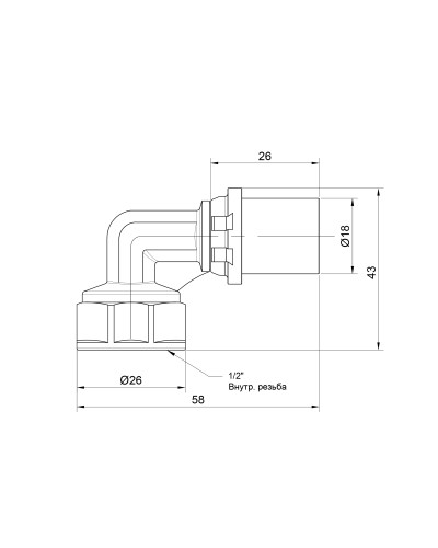 Кутик прес Icma 16х1/2" ВР посилений №405