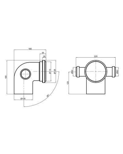 Коліно каналізаційне TA Sewage 50х110х50х110, 90°