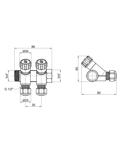 Колектор SD Plus 3/4" 2 виходи SD230W2