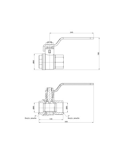 Кран кульовий SD Plus 3" ВР для води (важіль) SD600W76