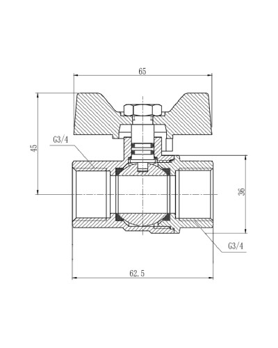 Кран кульовий SD Forte 3/4" ВР для газа (метелик) SF602G20