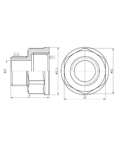 Перехід SD Forte 3/4"х1/2" ВЗ хром SF360H2015