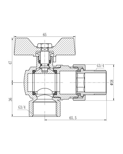 Кран кульовий "Американка" SD Forte 3/4" кутовий SF221W20