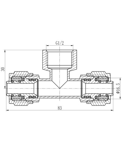 Тройник обтискний SD Forte 16х1/2"х16 ВР SF177W161516