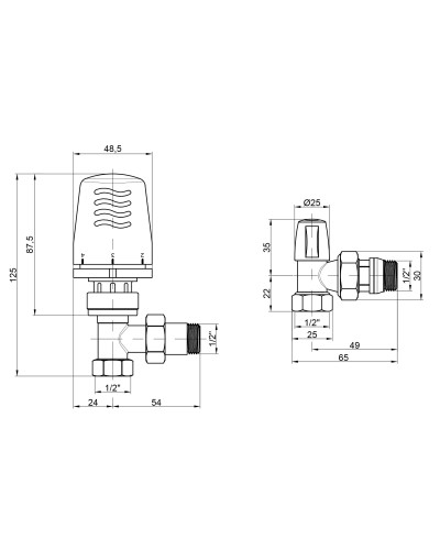 Термокомплект Icma 1/2" з антипротіканням кутовий №KIT_1100+774-940+805-940