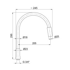 Вилив для змішувача Lidz Niagara 261 24 см LDNIA261BLA29120 Black