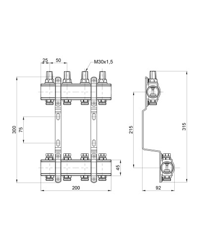 Колектор SD Forte 1" 4 виходи SF002W4