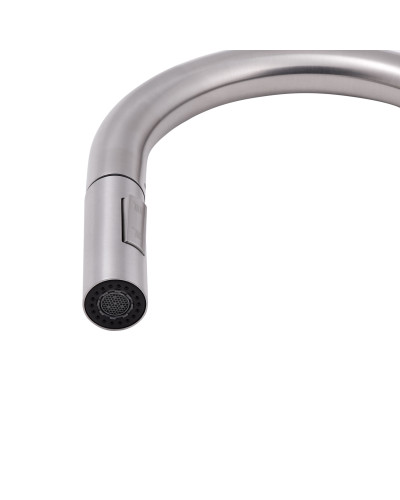 Змішувач для кухні Qtap Lenicka з висувним виливом QTLEN9138103UN Brushed Nickel PVD