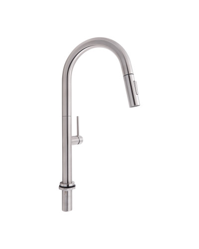 Змішувач для кухні Qtap Lenicka з висувним виливом QTLEN9138103UN Brushed Nickel PVD