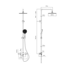 Душова система з верхнім тропічним душем універсальна Qtap Sloup термостатична на два споживача QTSL57103ONC Chrome