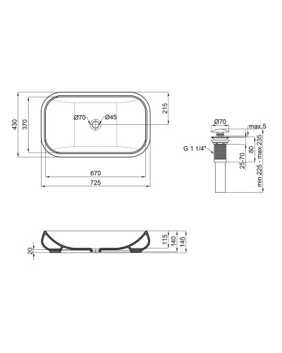 Раковина-чаша Qtap Jay 695х410х150 White з донним клапаном QT07112166W