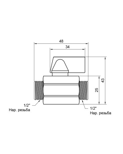 Кран кульовий SD Plus "Mini" 1/2" ЗР SD189W15