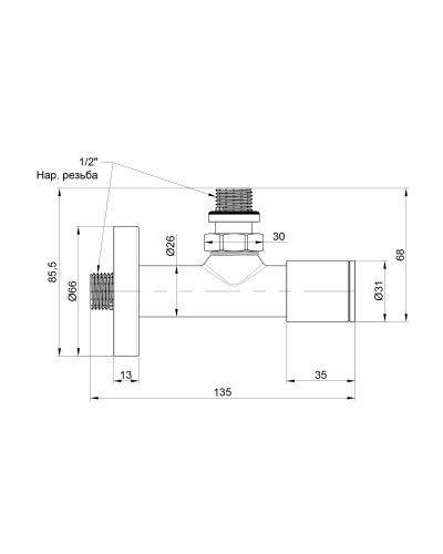 Комплект кранів SD Forte 1/2" НР для рушникосушарки кутовий SF395W15