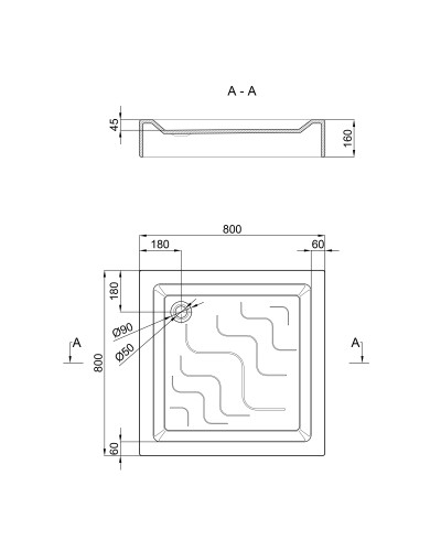 Душовий піддон Lidz Mazur ST80x80x16
