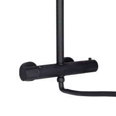 Душова система з верхнім тропічним душем універсальна Qtap Brno термостатична на два споживача QTBRN5769103ONB Black Matt