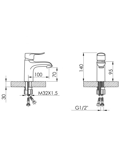 Змішувач для раковини Lidz Wieza 001 (k35) LDWIE001CRM45409 Chrome