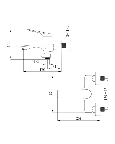 Змішувач для ванни Qtap Vlasta New (з душовим гарнітуром) QTVLA259CRM45642 Chrome