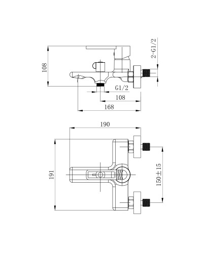 Змішувач для ванни Qtap Taurus (з душовим гарнітуром) QTTAU259BLM45662 Black Matt