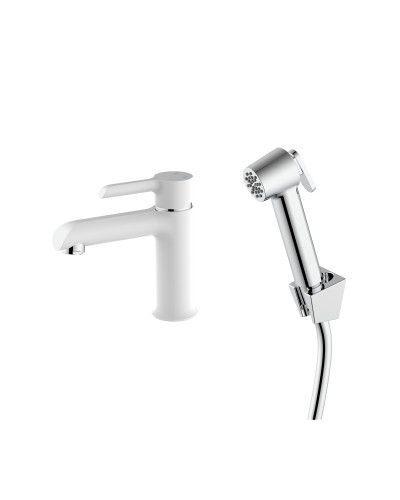 Змішувач для раковини Qtap Grand (з гігієнічним душем) QTGRA272CRW45671 Chrome/White