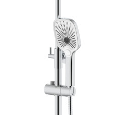 Душова система з верхнім тропічним душем універсальна Qtap Gemini на три споживача (з виливом) QTGEM111CRM45685 Chrome