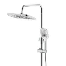 Душова система з верхнім тропічним душем універсальна Qtap Gemini на три споживача (з виливом) QTGEM111CRM45685 Chrome