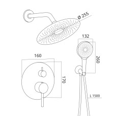 Душова система з верхнім тропічним душем універсальна Qtap Scorpio прихованого монтажу на два споживача QTSCO113BLM45897 Black Matt