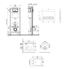 Готове рішення Qtap для ванної кімнати: підвісний унітаз Gemini + комплект інсталяції Nest 4 в 1 (лінійна клавіша White)
