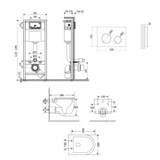 Готове рішення Qtap для ванної кімнати: підвісний унітаз Taurus + комплект інсталяції Nest 4 в 1 (кругла клавіша White)