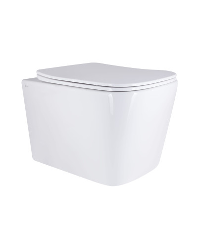 Унітаз підвісний Qtap Tern Ultra Quiet безобідковий з сидінням Soft-close WHITE QT17332303AW