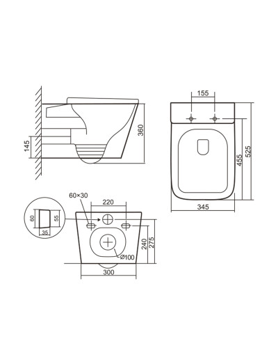 Унітаз підвісний Qtap Tern Ultra Quiet безобідковий з сидінням Soft-close WHITE QT17332303AW