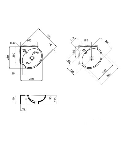 Раковина Qtap Leo 390x365x130 White QT11115010WN