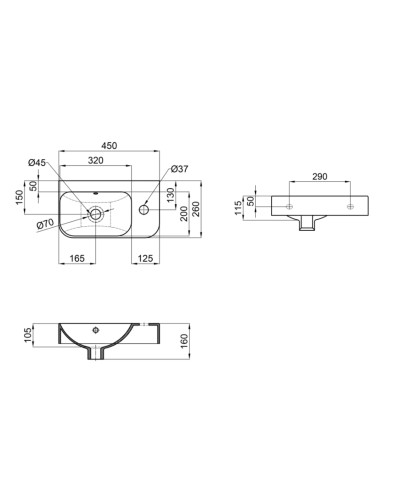 Раковина Qtap Tern 450х260х155 White QT17115117RWN