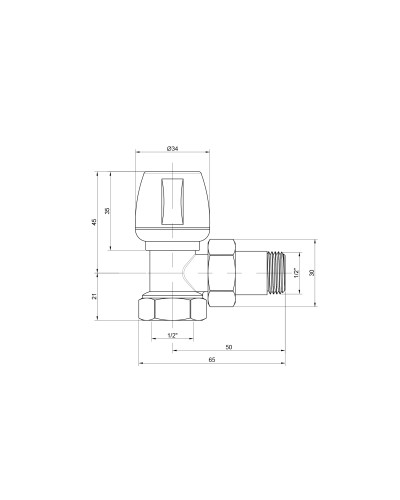 Кран радіаторний Icma 1/2" кутовий №803