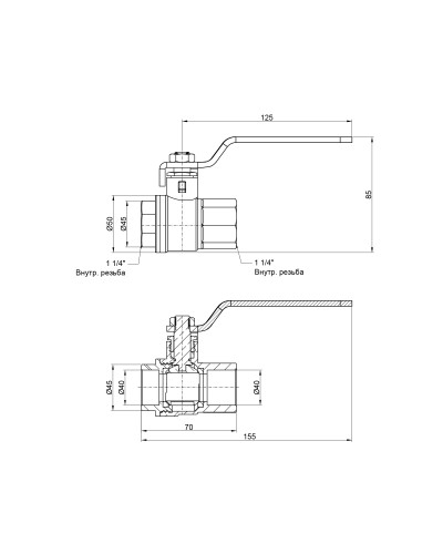 Кран кульовий SD Plus 1" 1/4 ВР для води (важіль) SD600W32