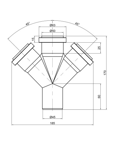 Хрестовина каналізаційна TA Sewage 50, 45°