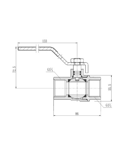 Кульовий кран для газу Thermo Alliance Forte 1 1/4"В "важіль" SF600G32